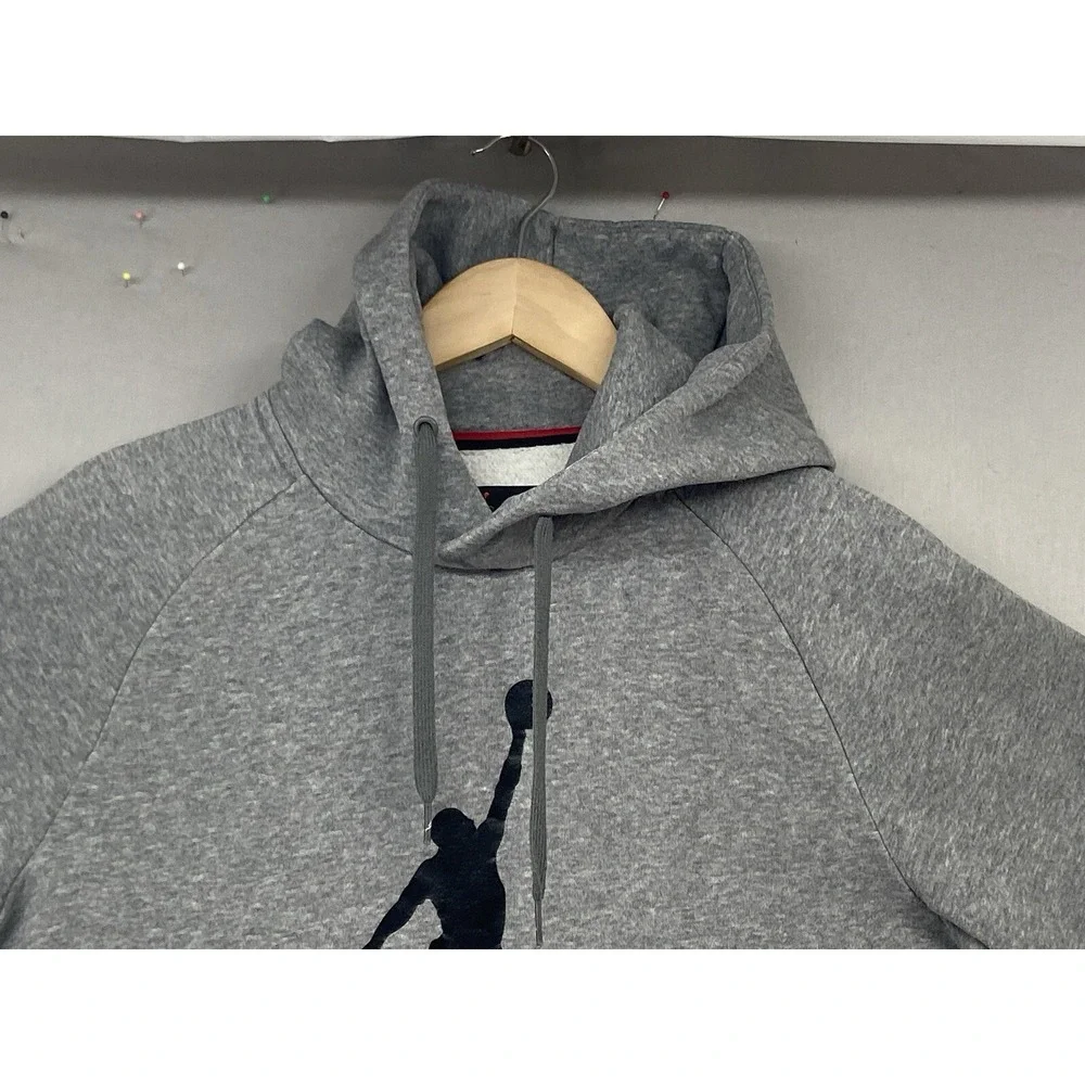 Nike Air Jordan Sweatshirt Hoodie Mens SMALL Gray Black‎ Jumpman Logo Pocket